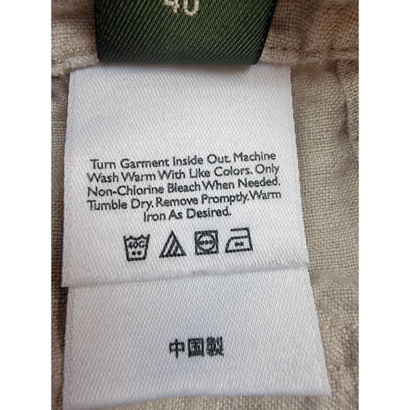 Eddie Bauer Pants Womens 10 Beige Brown Crop 100% Linen Casual Beach Vacation - Picture 7 of 16